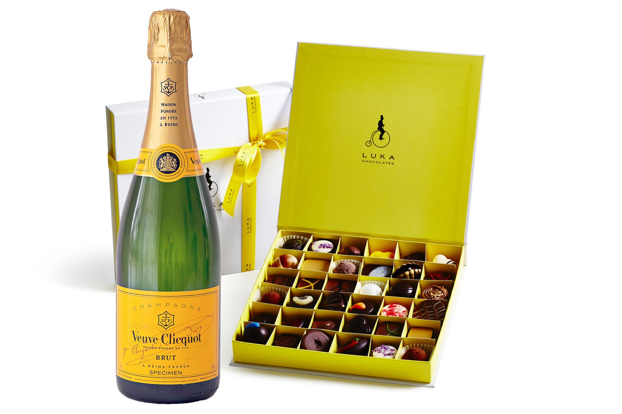 Veuve Cliquot Champagne and 36 hand made chocolates